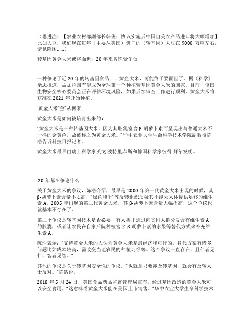 转基因黄金大米或将面世20年来曾饱受争议