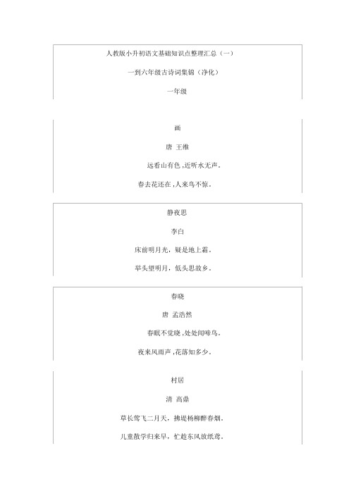 人教版小升初语文基础知识点整理汇总