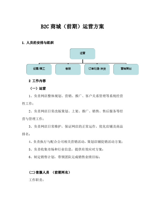 B2C商城前期 运营方案