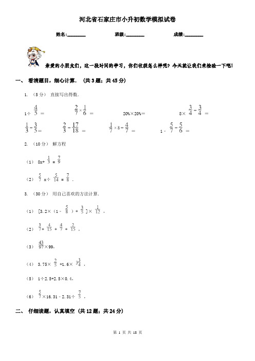 河北省石家庄市小升初数学模拟试卷