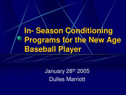 in- season baseball conditioning program presentation