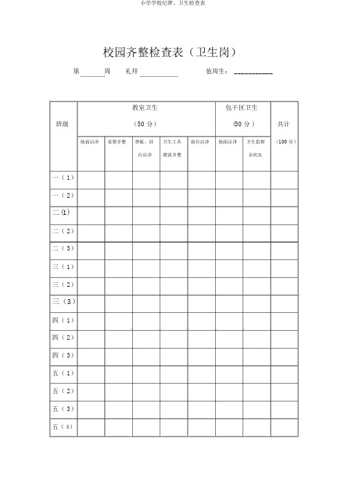 小学学校纪律、卫生检查表