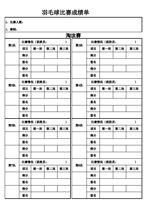 羽毛球比赛成绩单