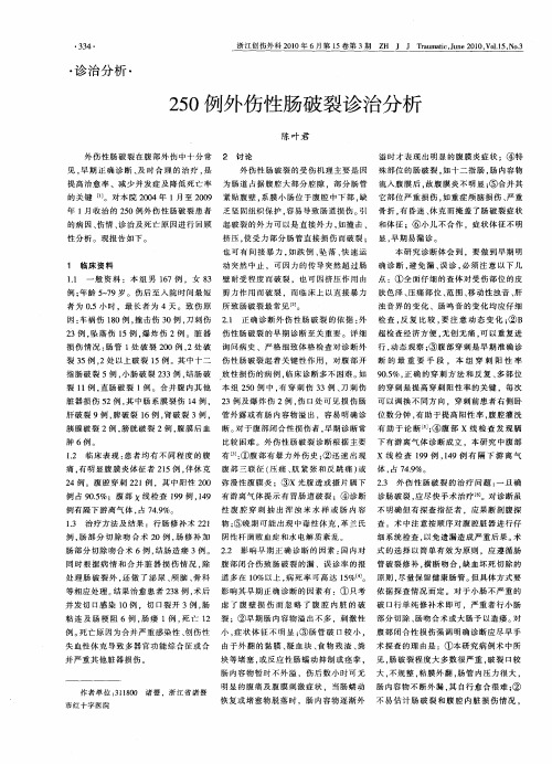 250例外伤性肠破裂诊治分析