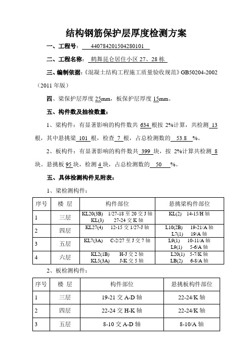 结构钢筋保护层厚度检测方案
