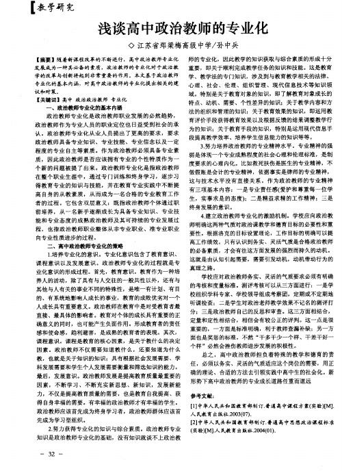 浅谈高中政治教师的专业化