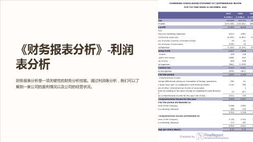 《财务报表分析》-利润表分析