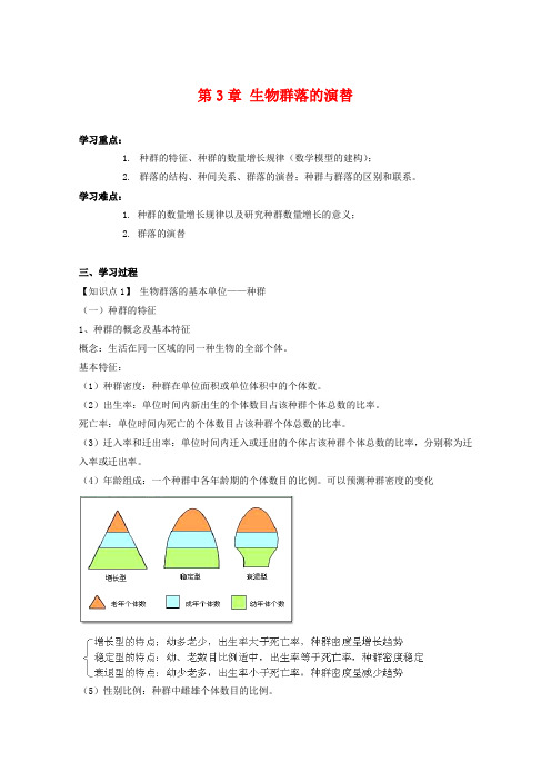 高中生物：第3章《生物群落的演替》学案(苏教版必修3)