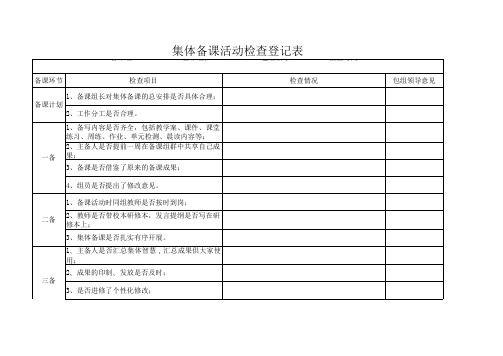 集体备课检查登记表