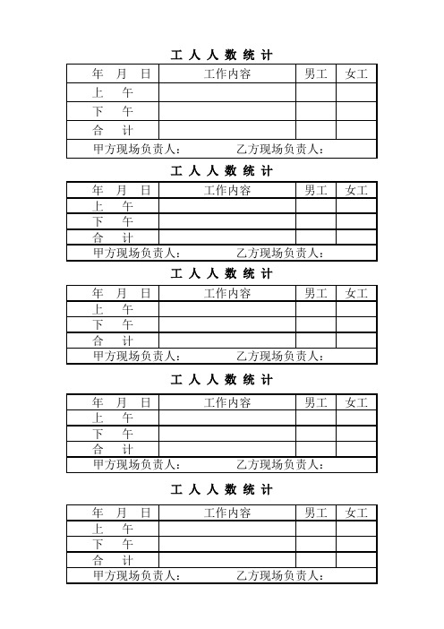 工人人数统计表格