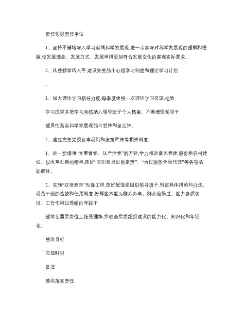党组织基层组织建设年整改提高台帐.