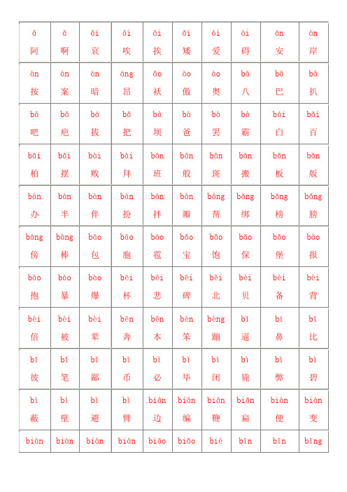 2500个常用汉字大全含拼音