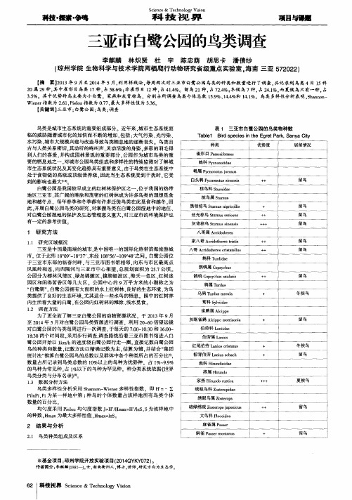三亚市白鹭公园的鸟类调查