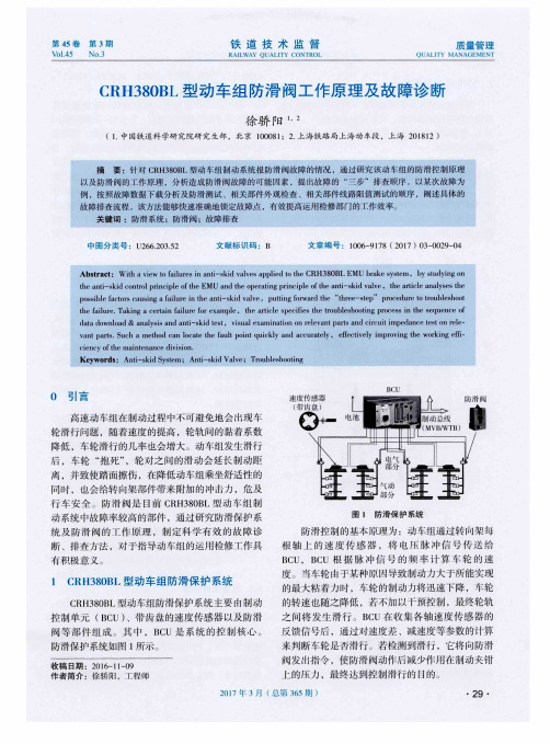CRH380BL型动车组防滑阀工作原理及故障诊断