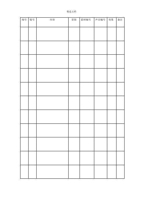 场记单模板