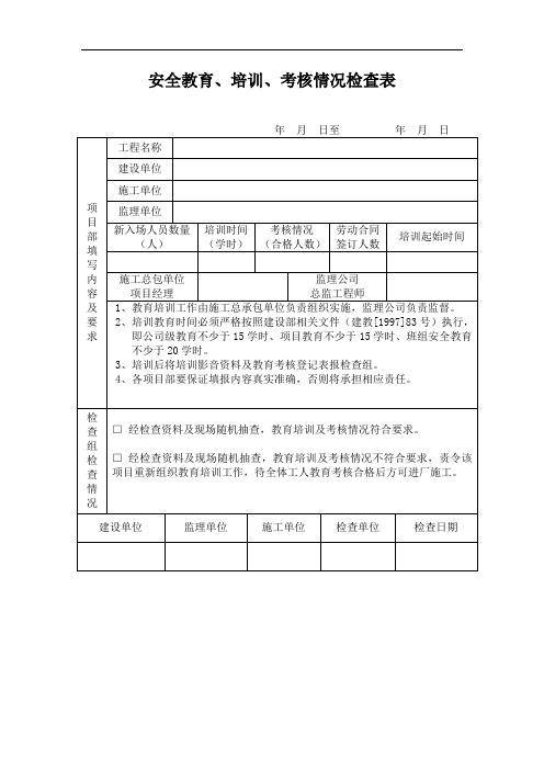 安全教育、培训、考核情况检查表 (1)