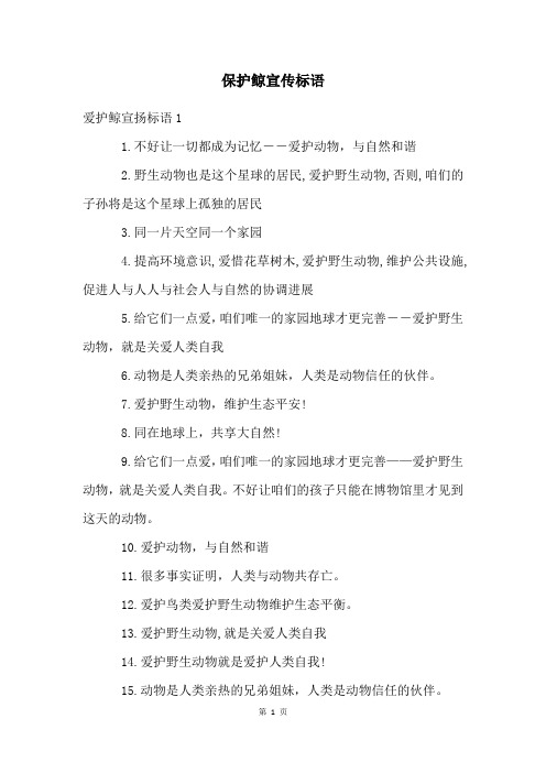 保护鲸宣传标语