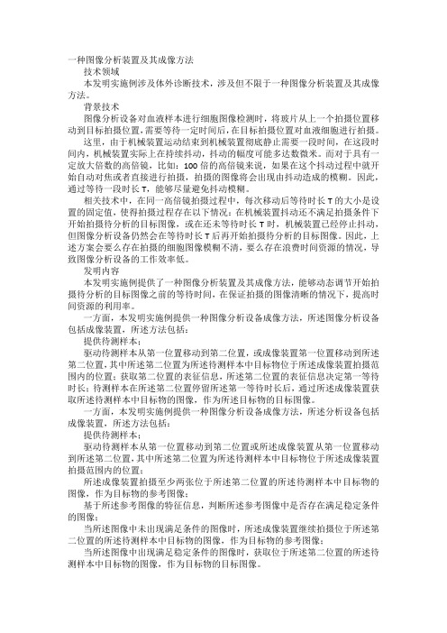 一种图像分析装置及其成像方法发明专利