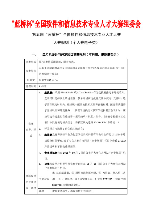 第五届“蓝桥杯”全国软件和信息技术专业人才大赛-大赛规则(个人赛电子类)