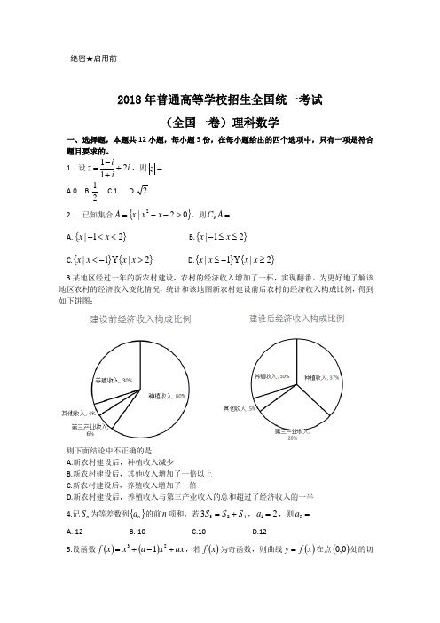 (完整word版)2018高考全国1卷理科数学试卷及答案,推荐文档