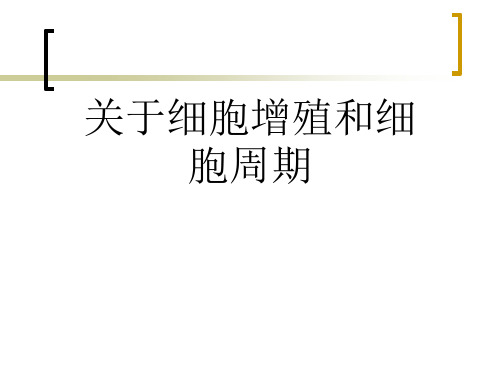 关于细胞增殖和细胞周期课件