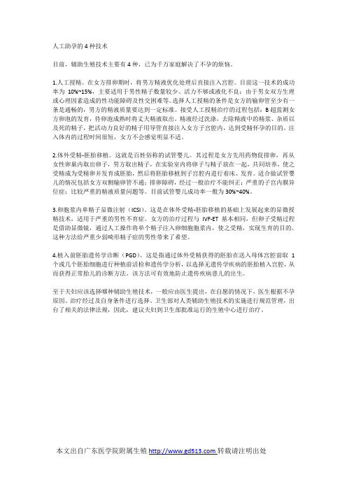 人工助孕的4种技术