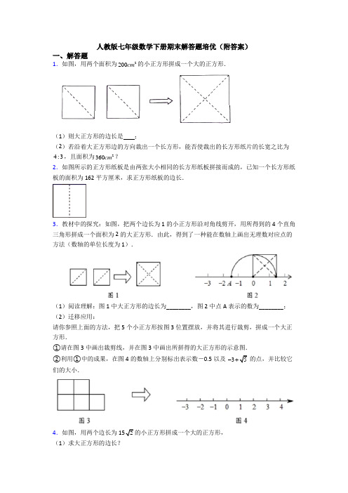 人教版七年级数学下册期末解答题培优(附答案)