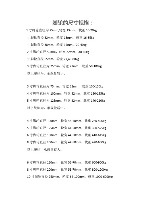 脚轮的尺寸规格37740