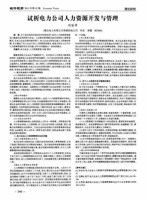 试析电力公司人力资源开发与管理