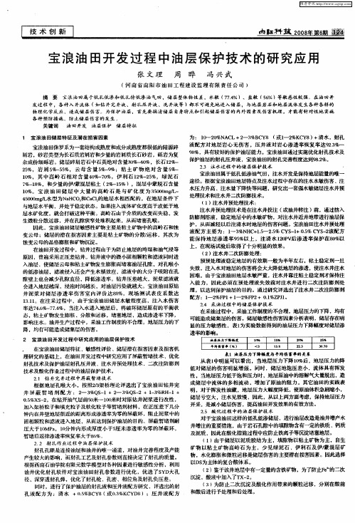 宝浪油田开发过程中油层保护技术的研究应用