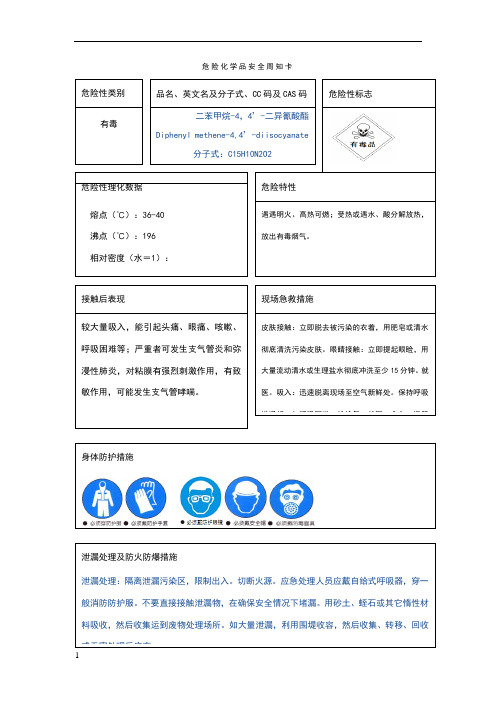 危险化学品安全周知卡MDI