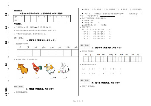 天津市实验小学一年级语文下学期综合练习试题 附答案