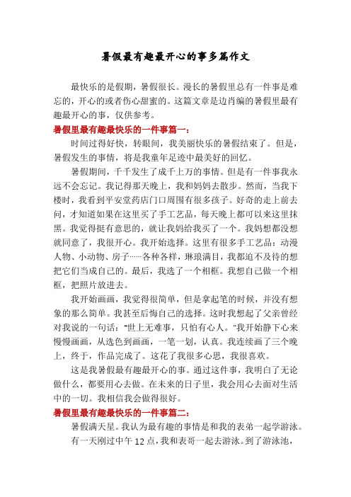 暑假最有趣最开心的事多篇作文