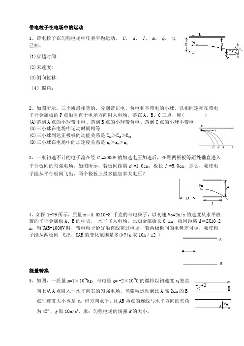 带电粒子在匀强电场中作类平抛运动