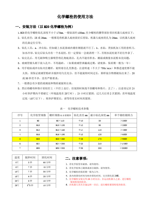 化学螺栓的使用方法