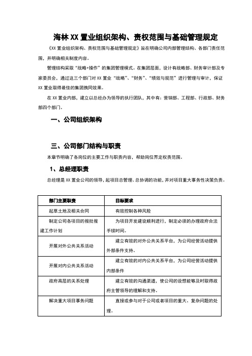 小型房地产公司组织架构、职责范围与管理制度