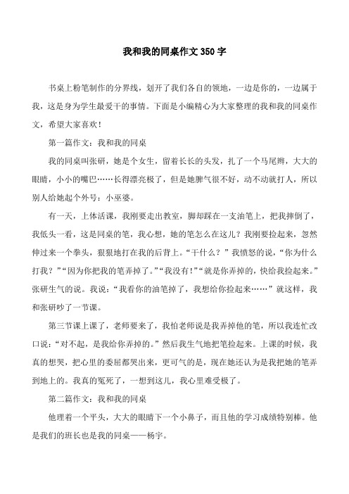 我和我的同桌作文350字
