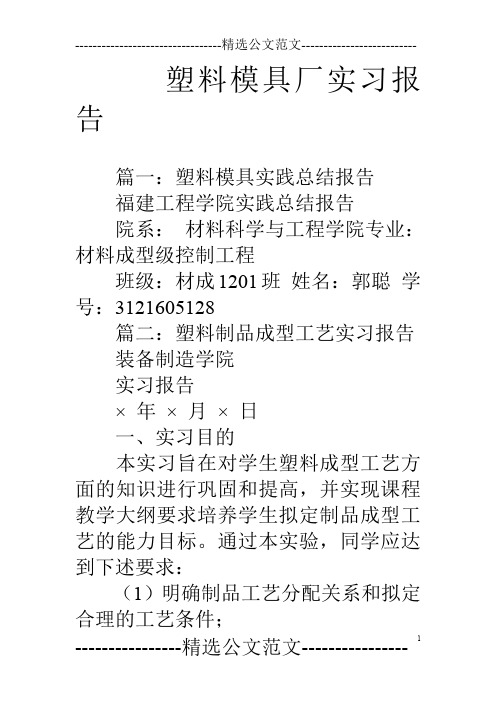 塑料模具厂实习报告(word文档良心出品)