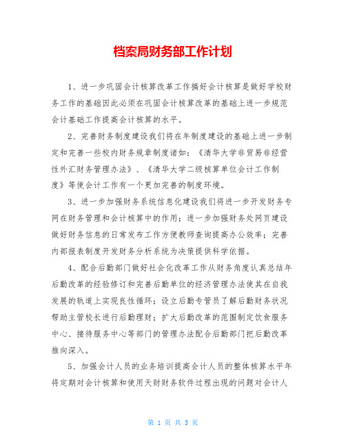 档案局财务部工作计划