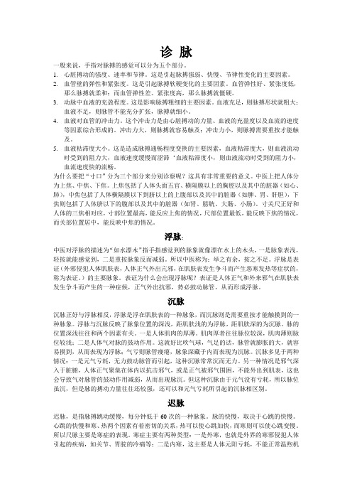 脉象介绍及诊疗解答
