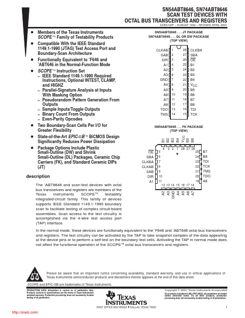 SN74ABT8646DW;SN74ABT8646DL;SN74ABT8646DLR;SN74ABT8646DLRG4;SN74ABT8646DLG4;中文规格书,Datasheet资料