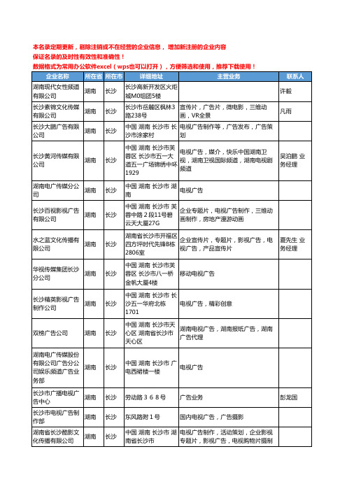 2020新版湖南省电视广告工商企业公司名录名单黄页联系方式大全104家