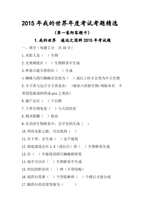 我的世界年终试卷精选