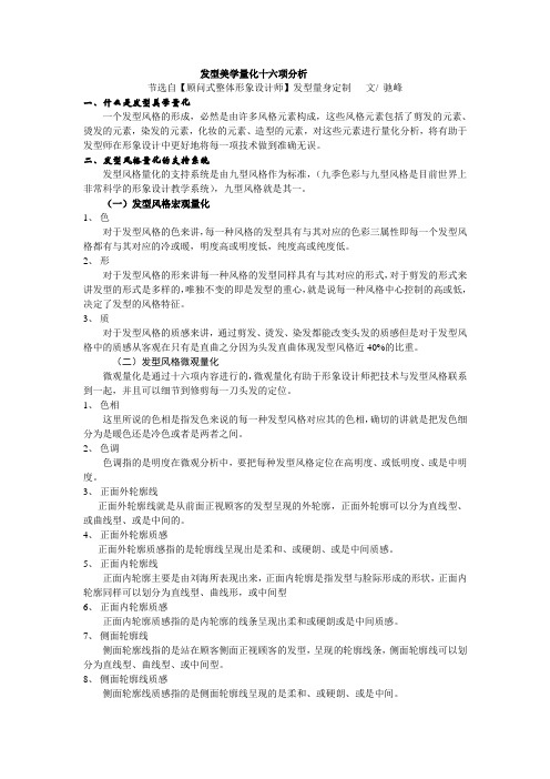 发型美学量化十六项分析
