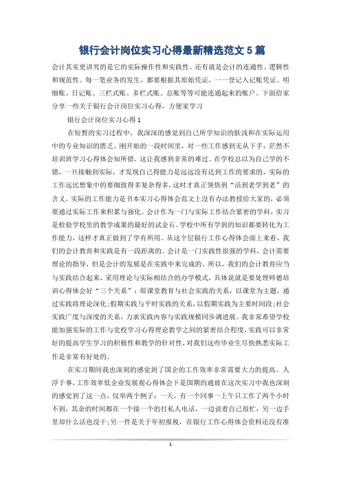 银行会计岗位实习心得最新精选范文5篇