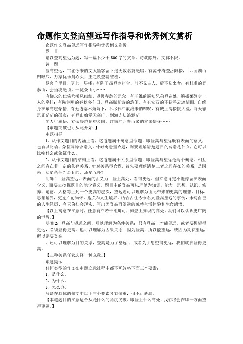命题作文“登高望远”写作指导和优秀例文赏析