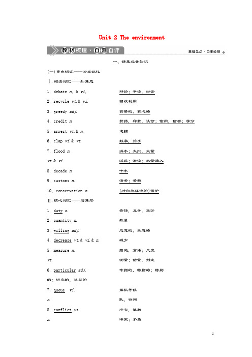 2021版高考英语一轮复习Unit2Theenvironment学案牛津译林版必修5