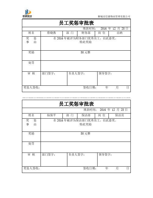 职工奖惩审批表