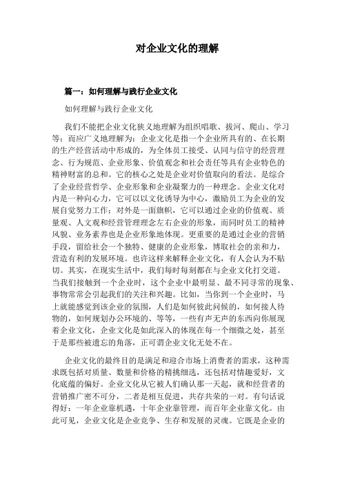 对企业文化的理解