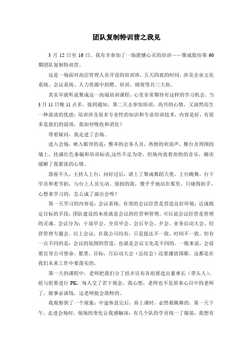 团队复制特训营之我见